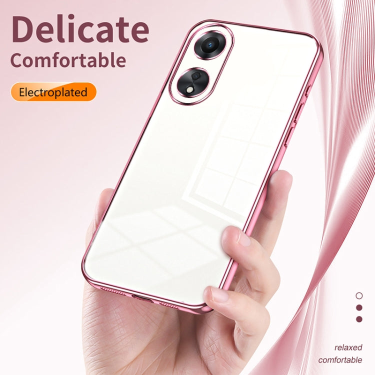 For OPPO A58 5G / A58x 5G Transparent Plating Fine Hole Phone Case(Transparent) - OPPO Cases by buy2fix | Online Shopping UK | buy2fix