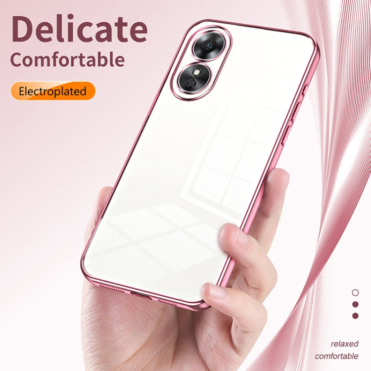 For OPPO A17 / A17K Transparent Plating Fine Hole Phone Case(Purple) - OPPO Cases by buy2fix | Online Shopping UK | buy2fix