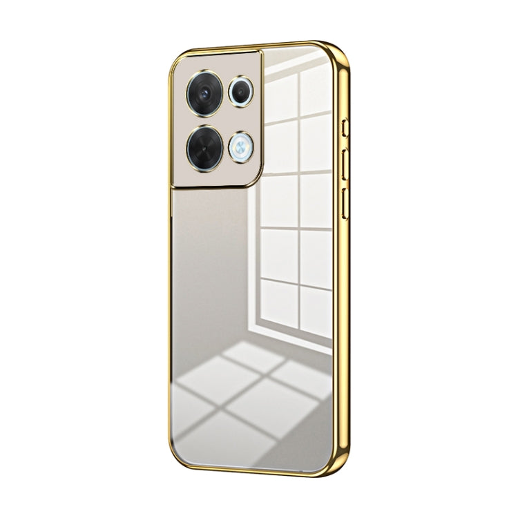 For OPPO Reno8 Transparent Plating Fine Hole Phone Case(Gold) - OPPO Cases by buy2fix | Online Shopping UK | buy2fix