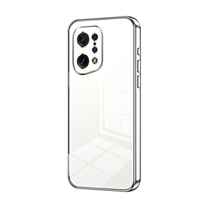 For OPPO Find X5 Transparent Plating Fine Hole Phone Case(Silver) - OPPO Cases by buy2fix | Online Shopping UK | buy2fix