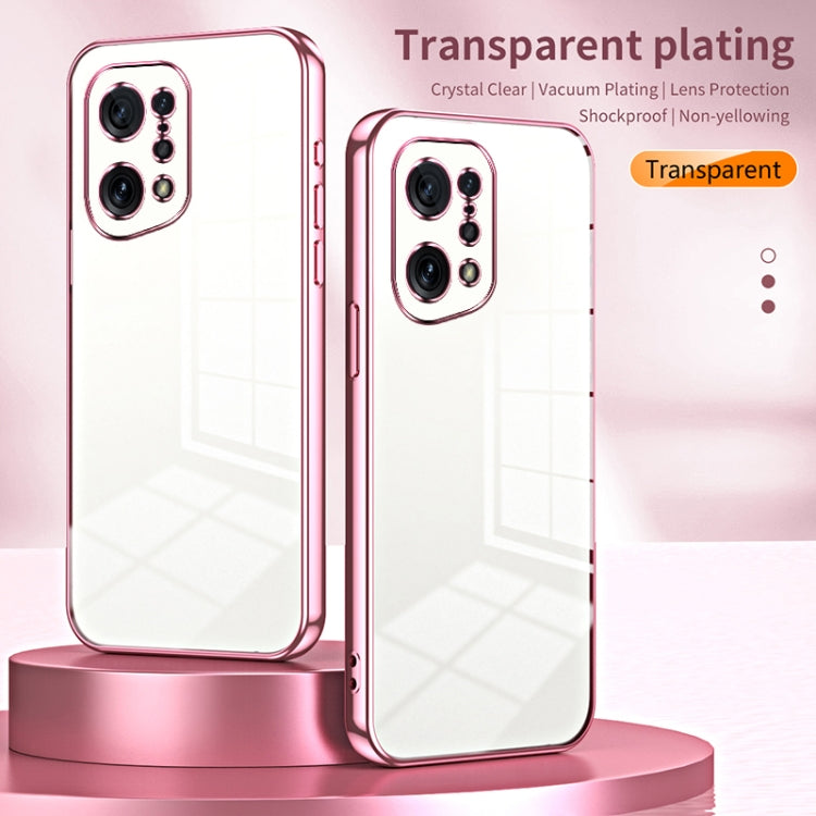 For OPPO Find X5 Transparent Plating Fine Hole Phone Case(Silver) - OPPO Cases by buy2fix | Online Shopping UK | buy2fix