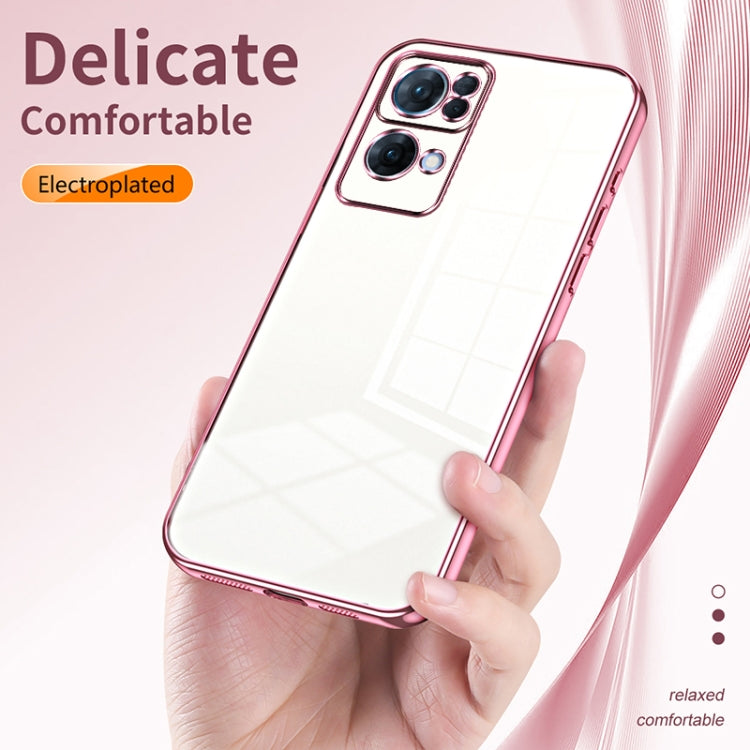 For OPPO Reno7 Pro Transparent Plating Fine Hole Phone Case(Pink) - OPPO Cases by buy2fix | Online Shopping UK | buy2fix