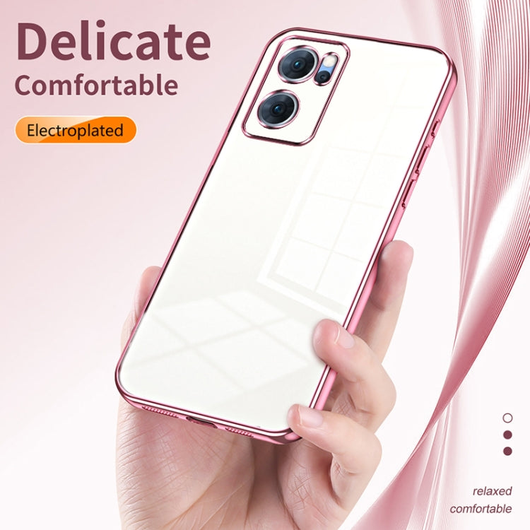 For OPPO Reno7 5G Transparent Plating Fine Hole Phone Case(Gold) - OPPO Cases by buy2fix | Online Shopping UK | buy2fix