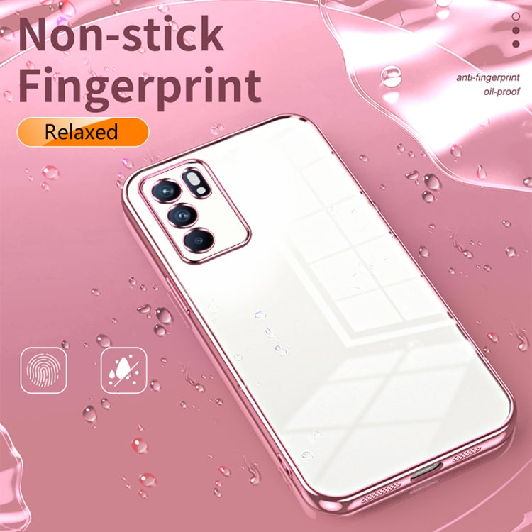 For OPPO Reno6 Indian / Malay Transparent Plating Fine Hole Phone Case(Pink) - OPPO Cases by buy2fix | Online Shopping UK | buy2fix