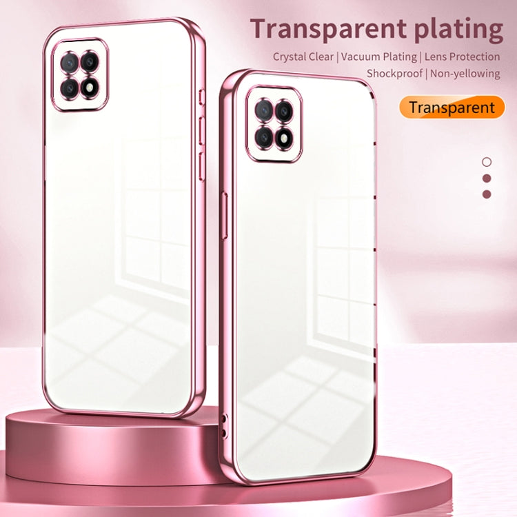 For OPPO A72 5G / A73 5G Transparent Plating Fine Hole Phone Case(Pink) - OPPO Cases by buy2fix | Online Shopping UK | buy2fix