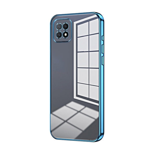 For OPPO A72 5G / A73 5G Transparent Plating Fine Hole Phone Case(Blue) - OPPO Cases by buy2fix | Online Shopping UK | buy2fix