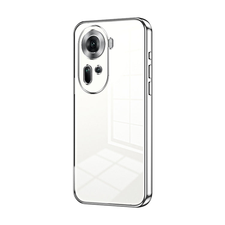 For OPPO Reno11 Global Transparent Plating Fine Hole Phone Case(Silver) - Reno11 Cases by buy2fix | Online Shopping UK | buy2fix