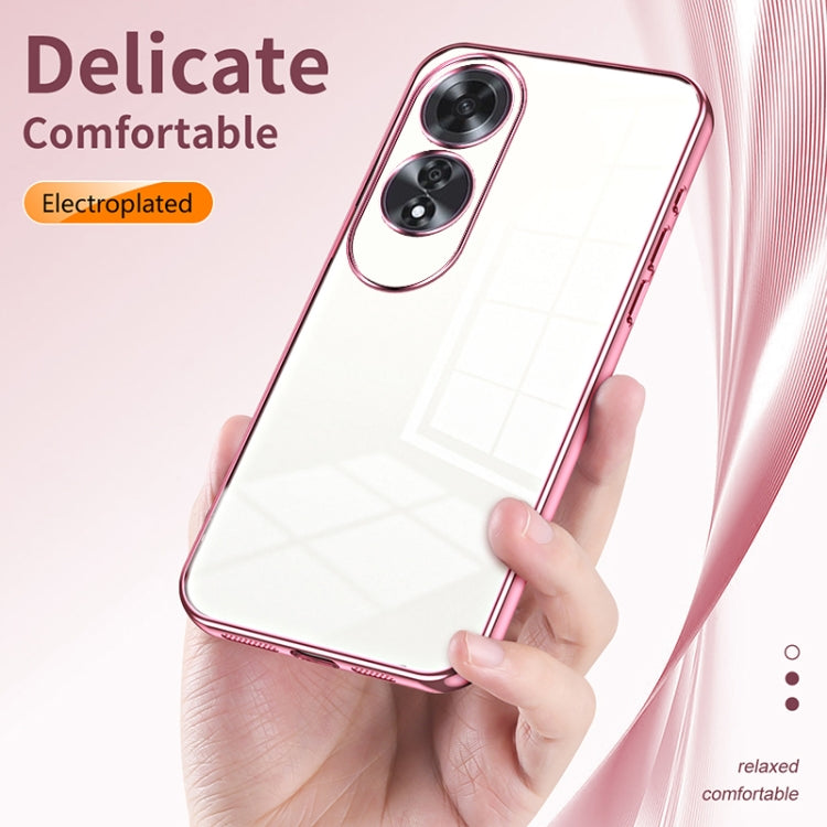 For OPPO A60 Transparent Plating Fine Hole Phone Case(Purple) - OPPO Cases by buy2fix | Online Shopping UK | buy2fix