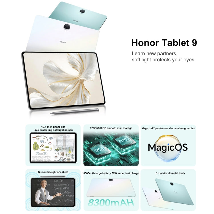 Honor Tablet 9 12.1 inch WiFi, Standard 12GB+256GB, MagicOS 7.2 Snapdragon 6 Gen1 Octa Core 2.2GHz, Not Support Google Play(Blue) - Huawei by Huawei | Online Shopping UK | buy2fix