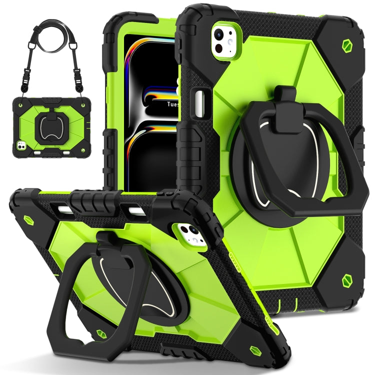 For iPad Pro 11 2024 Contrast Color Robot Silicone Hybrid PC Tablet Case(Black Yellow Green) - iPad Pro 11 2024 Cases by buy2fix | Online Shopping UK | buy2fix