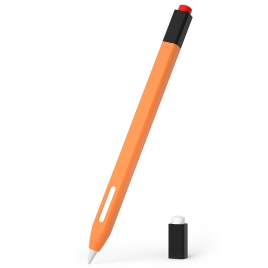 For Apple Pencil 2 Retro Pencil Style Stylus Pen Protective Case(Orange) - Pencil Accessories by buy2fix | Online Shopping UK | buy2fix