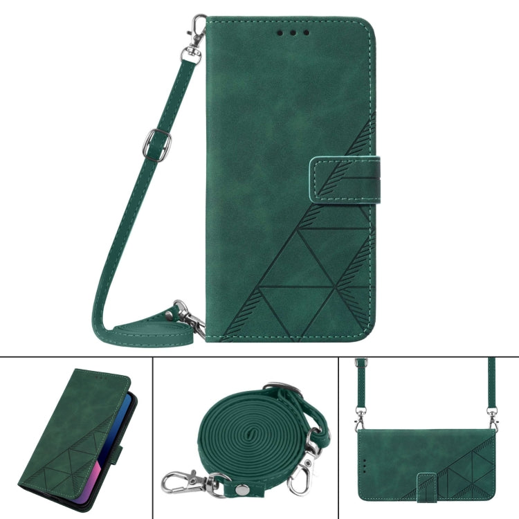 For Motorola Moto G Power 5G 2024 Crossbody 3D Embossed Flip Leather Phone Case(Dark Green) - Motorola Cases by buy2fix | Online Shopping UK | buy2fix