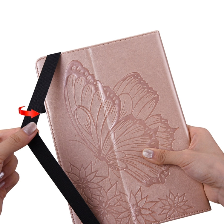 For Samsung Galaxy Tab S9 Ultra / S8 Ultra Big Butterfly Embossed Leather Tablet Case(Rose Gold) - Galaxy Tab S9 Ultra Cases by buy2fix | Online Shopping UK | buy2fix