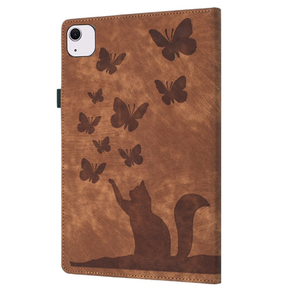 For iPad Air 11 2024 / Air 11 2025 Butterfly Cat Embossing Leather Tablet Case(Brown) - iPad Air 11 2025 / 2024 Cases by buy2fix | Online Shopping UK | buy2fix