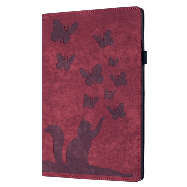 For iPad Air 11 2024 / Pro 11 2021 / 2020 Butterfly Cat Embossing Leather Tablet Case(Red) - iPad Air 11 2024 Cases by buy2fix | Online Shopping UK | buy2fix