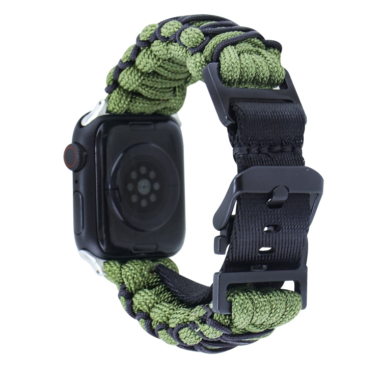 For Apple Watch Ultra 2 49mm Dual-layer Braided Paracord Buckle Watch Band(Army Green Black) - Watch Bands by buy2fix | Online Shopping UK | buy2fix