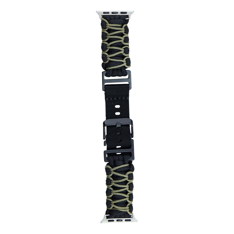 For Apple Watch Ultra 49mm Dual-layer Braided Paracord Buckle Watch Band(Black Army Green) - Watch Bands by buy2fix | Online Shopping UK | buy2fix