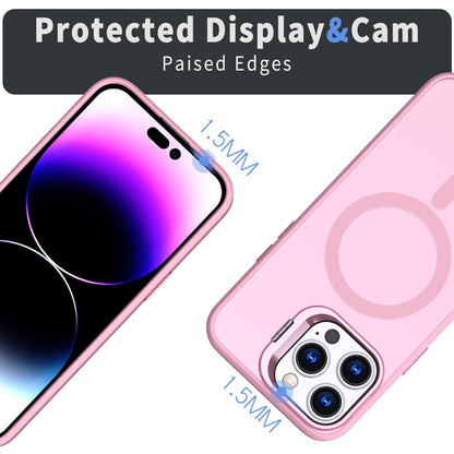 For iPhone 12 Pro Max Metal Invisible Camera Holder MagSafe Magnetic Phone Case(Pink) - iPhone 12 Pro Max Cases by buy2fix | Online Shopping UK | buy2fix