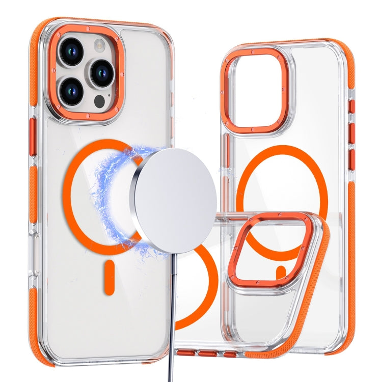 For iPhone 16 Pro Max Dual-Color Clear Acrylic Hybrid TPU MagSafe Phone Case(Orange) - iPhone 16 Pro Max Cases by buy2fix | Online Shopping UK | buy2fix