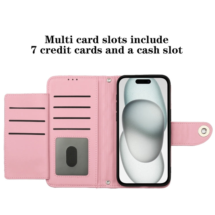 For iPhone 16 Pro Rhombic Texture Flip Leather Phone Case with Lanyard(Pink) - iPhone 16 Pro Cases by buy2fix | Online Shopping UK | buy2fix