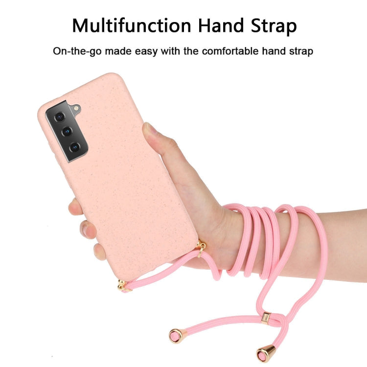 For Samsung Galaxy A05s EU Wheat Straw Material + TPU Phone Case with Lanyard(Pink) - Galaxy Phone Cases by buy2fix | Online Shopping UK | buy2fix