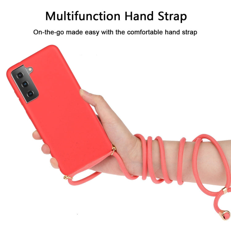 For Samsung Galaxy S24 5G Wheat Straw Material + TPU Phone Case with Lanyard(Red) - Galaxy S24 5G Cases by buy2fix | Online Shopping UK | buy2fix