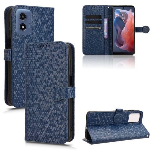 For Motorola Moto G Play 4G 2024 Honeycomb Dot Texture Leather Phone Case(Blue) - Motorola Cases by buy2fix | Online Shopping UK | buy2fix