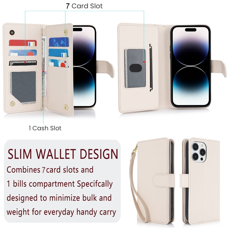 For iPhone 16 Pro Multi-Card Wallet RFID Leather Phone Case(Apricot) - iPhone 16 Pro Cases by buy2fix | Online Shopping UK | buy2fix