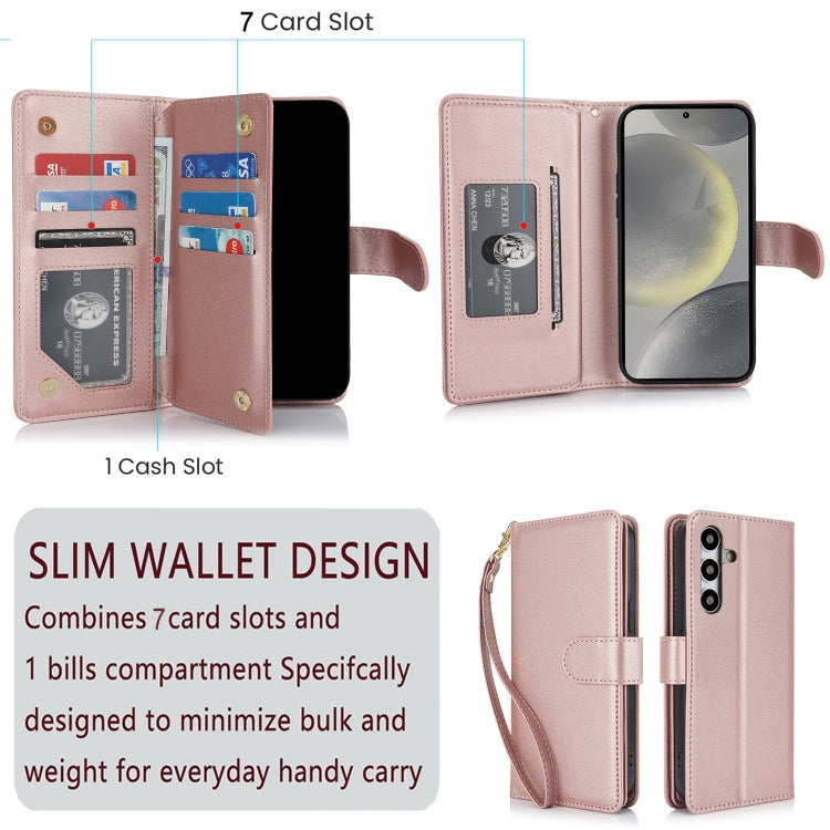 For Samsung Galaxy S24+ / S25+ 5G Multi-Card Wallet RFID Leather Phone Case(Rose Gold) - Galaxy S24+ 5G Cases by buy2fix | Online Shopping UK | buy2fix