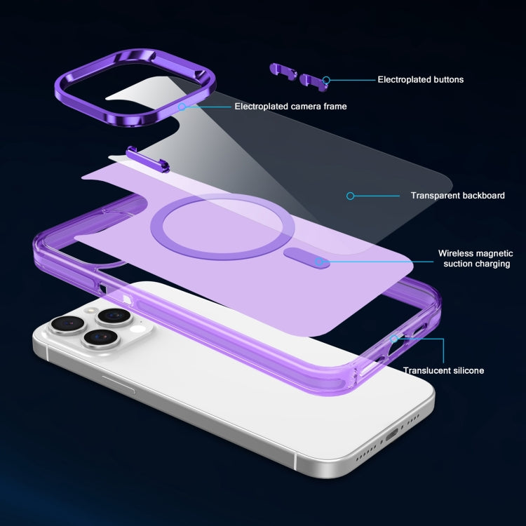 For iPhone 14 Pro Max Electroplated IMD Magsafe PC Hybrid TPU Phone Case(Purple) - iPhone 14 Pro Max Cases by buy2fix | Online Shopping UK | buy2fix