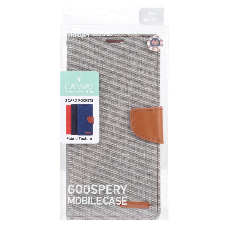 For Samsung Galaxy S24 5G GOOSPERY CANVAS DIARY Fabric Texture Flip Leather Phone Case(Grey) - Galaxy S24 5G Cases by GOOSPERY | Online Shopping UK | buy2fix