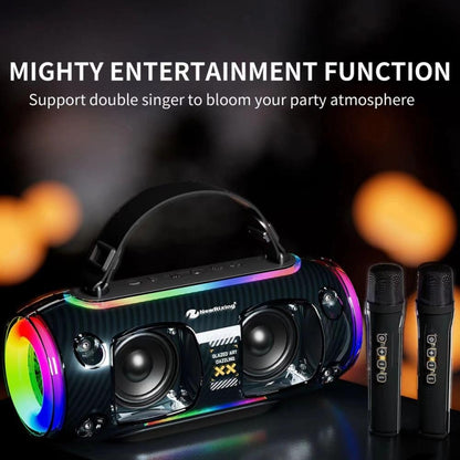 New Rixing NR8806 Portable Outdoor Wireless Bluetooth Speaker RGB Colorful Subwoofer, Style:Single Mic(Black) - Desktop Speaker by NewRixing | Online Shopping UK | buy2fix