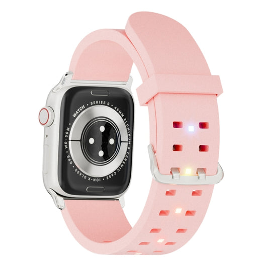 For Apple Watch Series 3 38mm Luminous Colorful Light Silicone Watch Band(Pink) - Watch Bands by buy2fix | Online Shopping UK | buy2fix