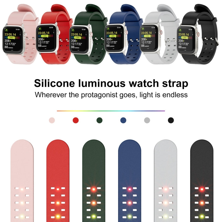 For Apple Watch Series 2 42mm Luminous Colorful Light Silicone Watch Band(Red) - Watch Bands by buy2fix | Online Shopping UK | buy2fix