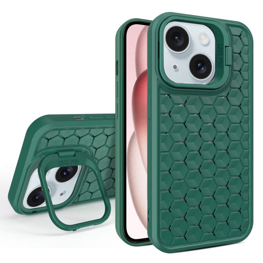 For iPhone 15 Plus Honeycomb Radiating Lens Holder Magsafe Phone Case(Green) - iPhone 15 Plus Cases by buy2fix | Online Shopping UK | buy2fix