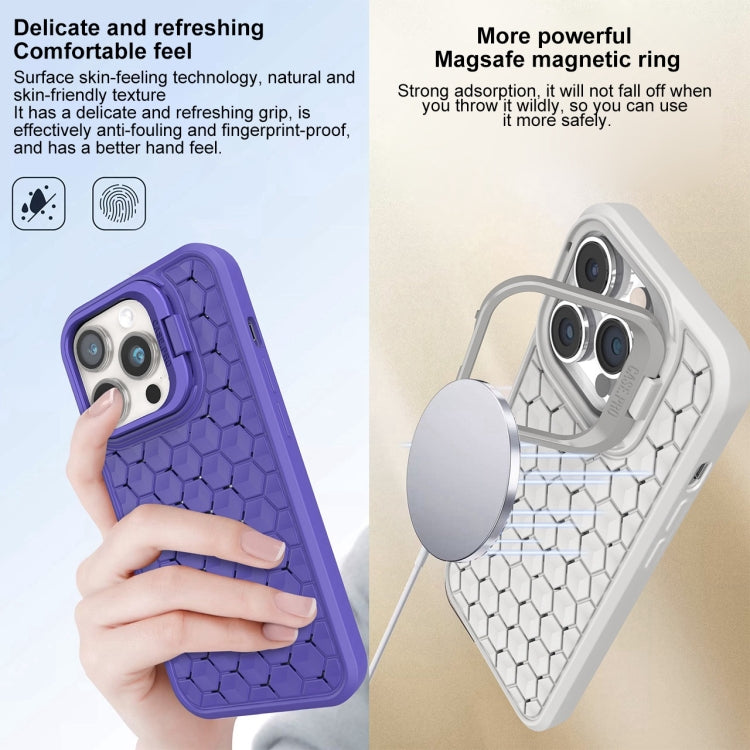 For iPhone 11 Honeycomb Radiating Lens Holder Magsafe Phone Case(Purple) - iPhone 11 Cases by buy2fix | Online Shopping UK | buy2fix