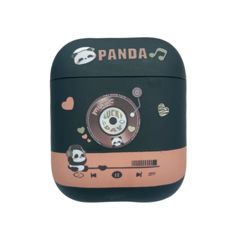 For AirPods 2 / 1 Panda Records Pattern Earbuds Box Frosted TPU Case(Black) - For AirPods 1/2 by buy2fix | Online Shopping UK | buy2fix