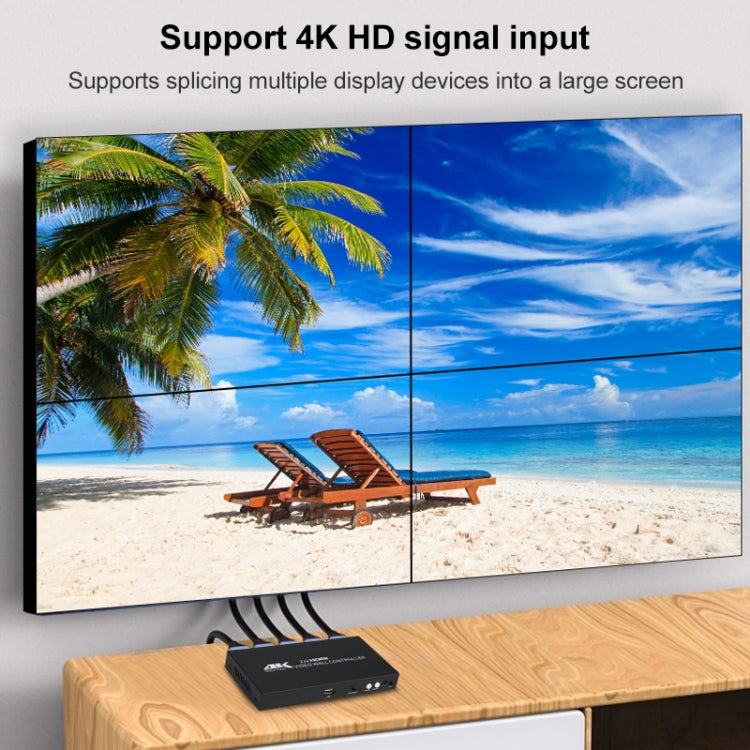 XP03 4K 2x2 HDMI Video Wall Controller Multi-screen Splicing Processor, Style:Playback Version(EU Plug) - Splitter by buy2fix | Online Shopping UK | buy2fix