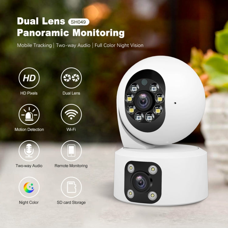 SriHome SH049 2MP + 2MP Humanoid Tracking Smart Night Vision Dual Lens HD IP Camera(US Plug) - Wireless Camera by SriHome | Online Shopping UK | buy2fix