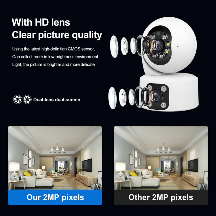 SriHome SH049 2MP + 2MP Humanoid Tracking Smart Night Vision Dual Lens HD IP Camera(UK Plug) - Wireless Camera by SriHome | Online Shopping UK | buy2fix