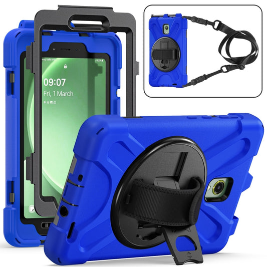 For Samsung Galaxy Tab Active5 X300 Rotary Grip Silicone Hybrid PC Tablet Case with Shoulder Strap(Blue) - Other Galaxy Tab PC by buy2fix | Online Shopping UK | buy2fix