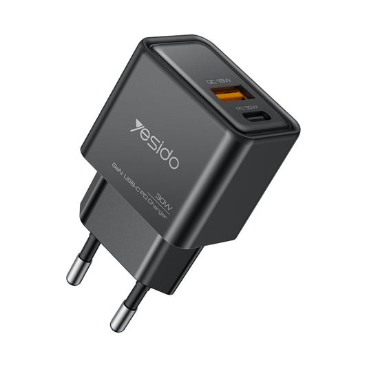 Yesido YC64 PD 30W USB-C/Type-C+USB Interface GaN Fast Charging Charger(EU Plug) - USB Charger by Yesido | Online Shopping UK | buy2fix