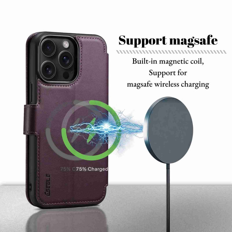 For iPhone 15 Pro ESEBLE E1 Nappa Texture MagSafe Holder Leather Phone Case(Dark Purple) - iPhone 15 Pro Cases by ESEBLE | Online Shopping UK | buy2fix