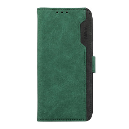 For iPhone 16 Pro Max ABEEL Color Block Magnetic RFID Leather Phone Case(Green-Black) - iPhone 16 Pro Max Cases by buy2fix | Online Shopping UK | buy2fix