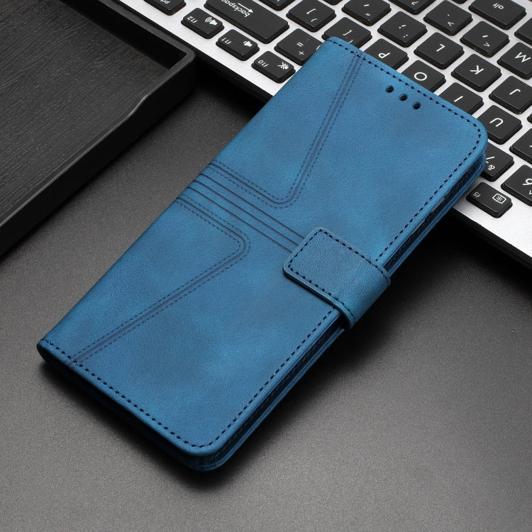 For iPhone 16 Pro Max Triangle Solid Color Leather Phone Case(Blue) - iPhone 16 Pro Max Cases by buy2fix | Online Shopping UK | buy2fix