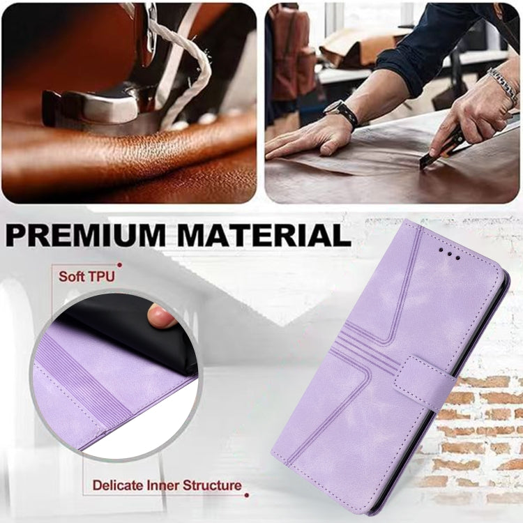 For iPhone 16 Plus Triangle Solid Color Leather Phone Case(Purple) - iPhone 16 Plus Cases by buy2fix | Online Shopping UK | buy2fix