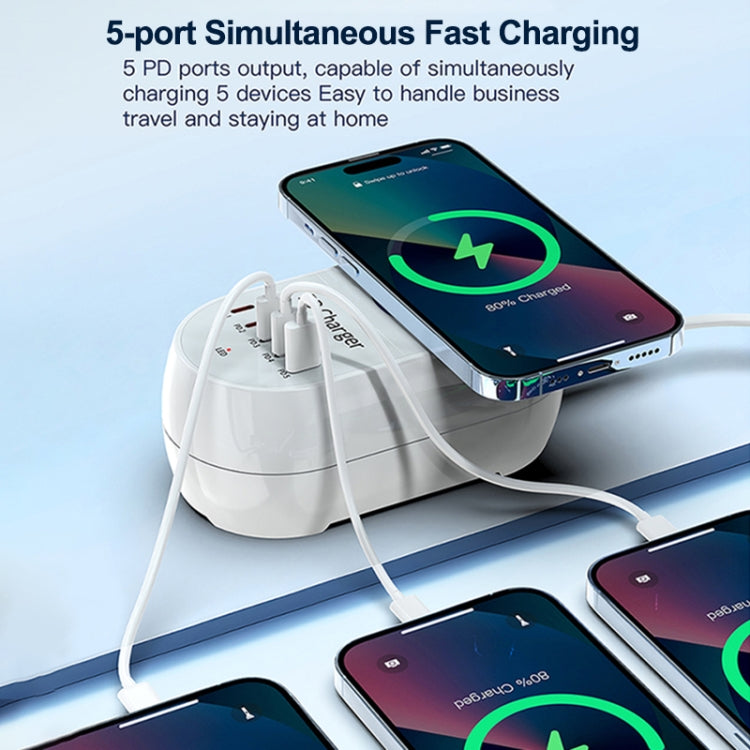 WLX-810C 140W GaN PD Multi-port Charger, Support Wireless Fast Charging(White) - Multifunction Charger by buy2fix | Online Shopping UK | buy2fix