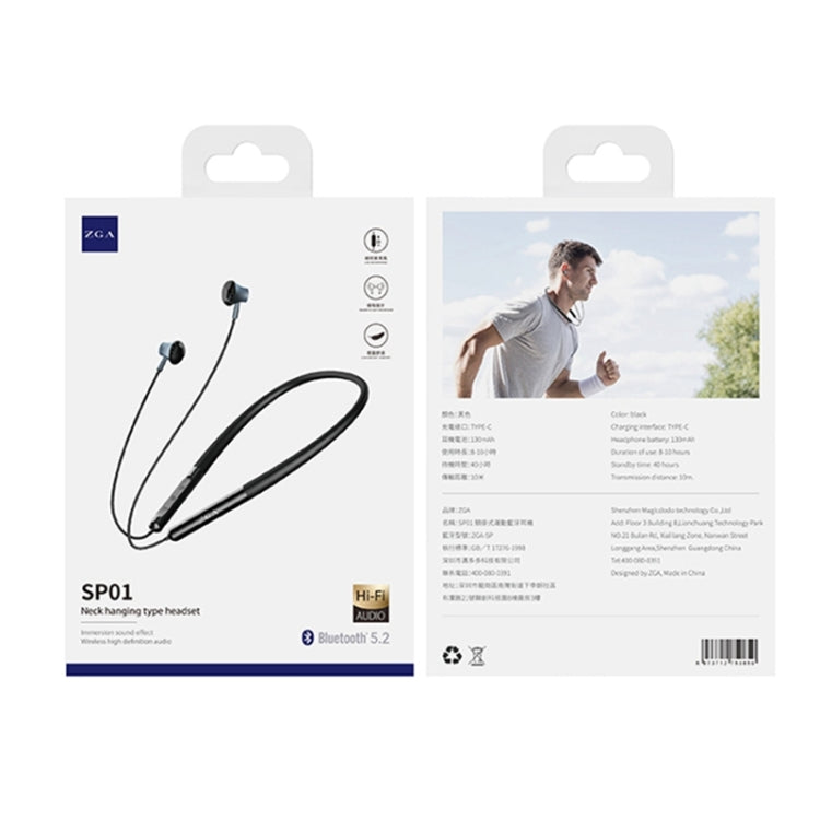 ZGA SP01 Neck-mounted Sports Bluetooth Earphone(Black) - Neck-mounted Earphone by ZGA | Online Shopping UK | buy2fix