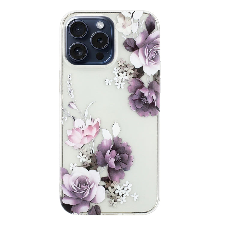 For iPhone 16 Pro Max Colorful Painting Pattern TPU Phone Case(Peony) - iPhone 16 Pro Max Cases by buy2fix | Online Shopping UK | buy2fix