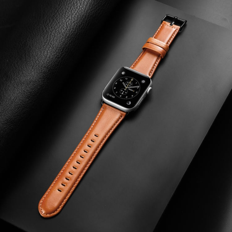 For Apple Watch Ultra 2 49mm DUX DUCIS Business Genuine Leather Watch Strap(Khaki) - Watch Bands by DUX DUCIS | Online Shopping UK | buy2fix